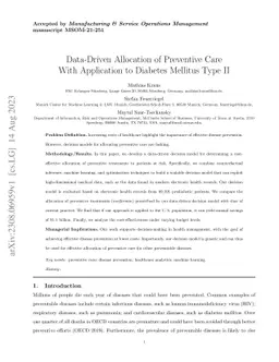 Data-Driven Allocation of Preventive Care With Application to Diabetes
  Mellitus Type II