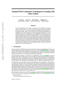 Channel-Wise Contrastive Learning for Learning with Noisy Labels
