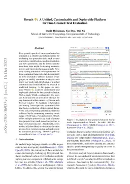 Thresh: A Unified, Customizable and Deployable Platform for Fine-Grained
  Text Evaluation