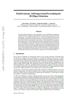 PatchContrast: Self-Supervised Pre-training for 3D Object Detection