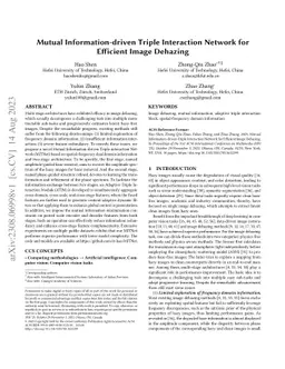Mutual Information-driven Triple Interaction Network for Efficient Image
  Dehazing