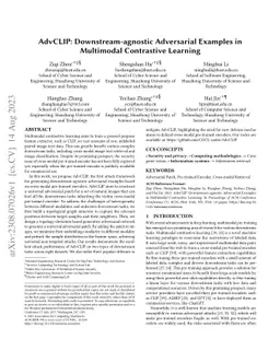 AdvCLIP: Downstream-agnostic Adversarial Examples in Multimodal
  Contrastive Learning
