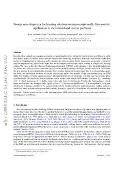 Fourier neural operator for learning solutions to macroscopic traffic
  flow models: Application to the forward and inverse problems