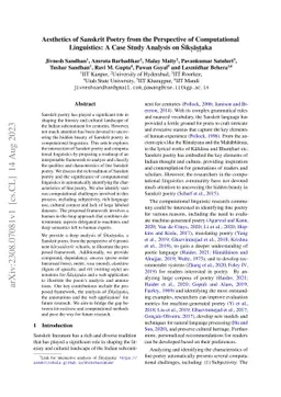 Aesthetics of Sanskrit Poetry from the Perspective of Computational
  Linguistics: A Case Study Analysis on Siksastaka