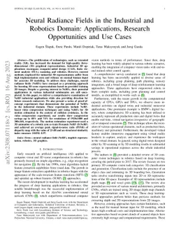 Neural radiance fields in the industrial and robotics domain:
  applications, research opportunities and use cases