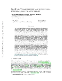 ChatEval: Towards Better LLM-based Evaluators through Multi-Agent Debate