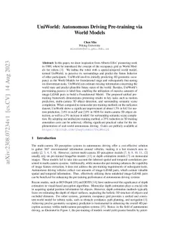 UniWorld: Autonomous Driving Pre-training via World Models