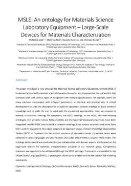 MSLE: An ontology for Materials Science Laboratory Equipment.
  Large-Scale Devices for Materials Characterization