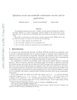 Quantum secure non-malleable randomness encoder and its applications