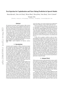 Text Injection for Capitalization and Turn-Taking Prediction in Speech
  Models