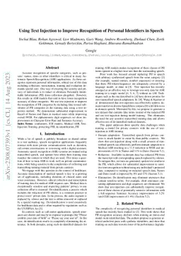 Using Text Injection to Improve Recognition of Personal Identifiers in
  Speech