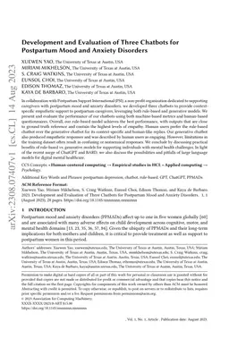 Development and Evaluation of Three Chatbots for Postpartum Mood and
  Anxiety Disorders