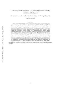 Detecting The Corruption Of Online Questionnaires By Artificial
  Intelligence
