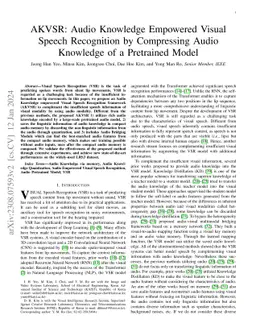 AKVSR: Audio Knowledge Empowered Visual Speech Recognition by
  Compressing Audio Knowledge of a Pretrained Model