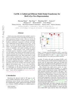 UniTR: A Unified and Efficient Multi-Modal Transformer for
  Bird's-Eye-View Representation