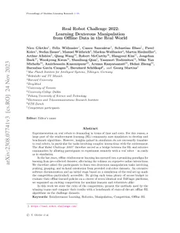 Real Robot Challenge 2022: Learning Dexterous Manipulation from Offline
  Data in the Real World