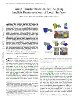Grasp Transfer based on Self-Aligning Implicit Representations of Local
  Surfaces