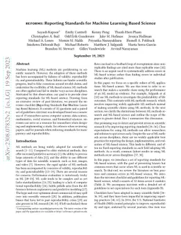 REFORMS: Reporting Standards for Machine Learning Based Science