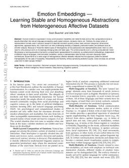 Emotion Embeddings $\unicode{x2014}$ Learning Stable and Homogeneous
  Abstractions from Heterogeneous Affective Datasets