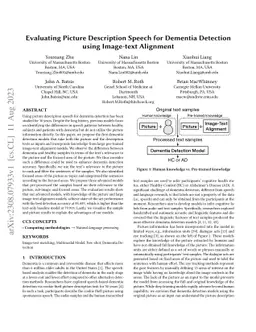 Evaluating Picture Description Speech for Dementia Detection using
  Image-text Alignment