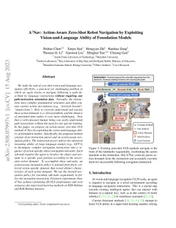 $A^2$Nav: Action-Aware Zero-Shot Robot Navigation by Exploiting
  Vision-and-Language Ability of Foundation Models
