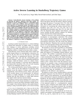Active Inverse Learning in Stackelberg Trajectory Games