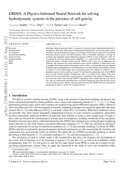 GRINN: A Physics-Informed Neural Network for solving hydrodynamic
  systems in the presence of self-gravity
