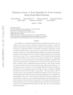 Sophisticated Learning: A novel algorithm for active learning during model-based planning