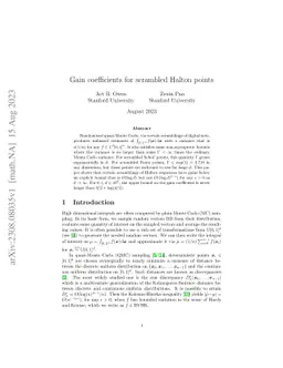 Gain coefficients for scrambled Halton points