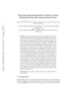 Deep Learning Framework for Spleen Volume Estimation from 2D
  Cross-sectional Views