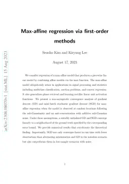 Max-affine regression via first-order methods