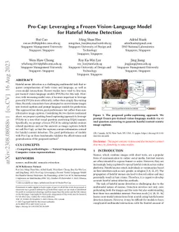 Pro-Cap: Leveraging a Frozen Vision-Language Model for Hateful Meme
  Detection