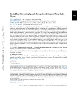 Radio2Text: Streaming Speech Recognition Using mmWave Radio Signals
