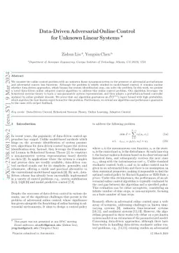 Data-Driven Adversarial Online Control for Unknown Linear Systems