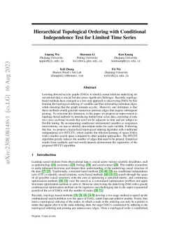 Hierarchical Topological Ordering with Conditional Independence Test for
  Limited Time Series