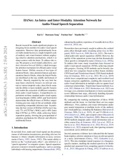 IIANet: An Intra- and Inter-Modality Attention Network for Audio-Visual
  Speech Separation