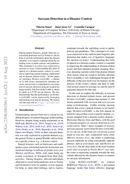 Sarcasm Detection in a Disaster Context