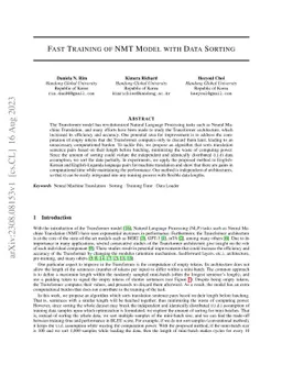 Fast Training of NMT Model with Data Sorting