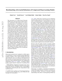 Benchmarking Adversarial Robustness of Compressed Deep Learning Models