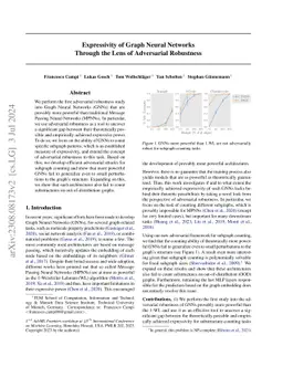 Expressivity of Graph Neural Networks Through the Lens of Adversarial
  Robustness