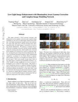 Low-Light Image Enhancement with Illumination-Aware Gamma Correction and
  Complete Image Modelling Network
