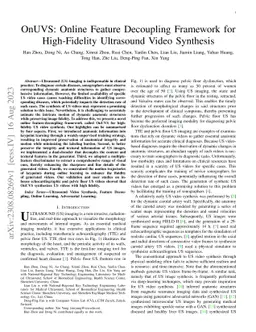 OnUVS: Online Feature Decoupling Framework for High-Fidelity Ultrasound
  Video Synthesis