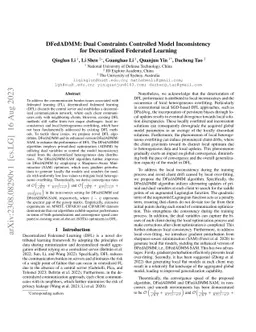 DFedADMM: Dual Constraints Controlled Model Inconsistency for
  Decentralized Federated Learning