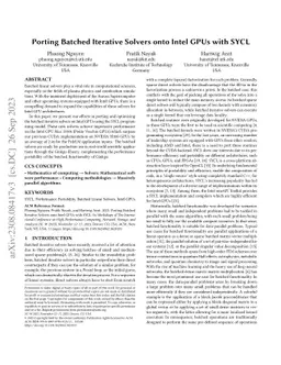 Porting Batched Iterative Solvers onto Intel GPUs with SYCL