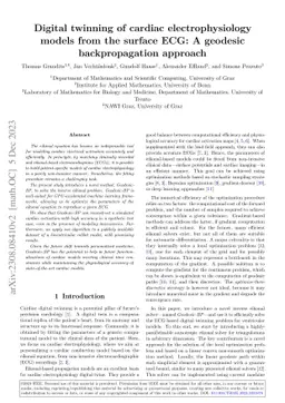 Digital twinning of cardiac electrophysiology models from the surface
  ECG: a geodesic backpropagation approach