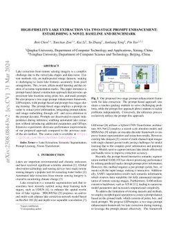 High-Fidelity Lake Extraction via Two-Stage Prompt Enhancement:
  Establishing a Novel Baseline and Benchmark