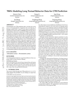 TBIN: Modeling Long Textual Behavior Data for CTR Prediction