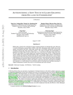 Autoencoding a Soft Touch to Learn Grasping from On-land to Underwater