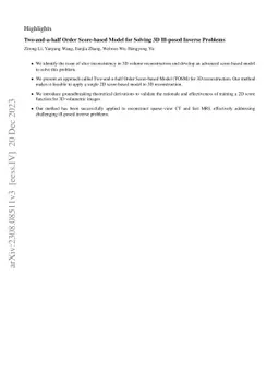 Two-and-a-half Order Score-based Model for Solving 3D Ill-posed Inverse
  Problems