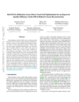 Ref-DVGO: Reflection-Aware Direct Voxel Grid Optimization for an
  Improved Quality-Efficiency Trade-Off in Reflective Scene Reconstruction